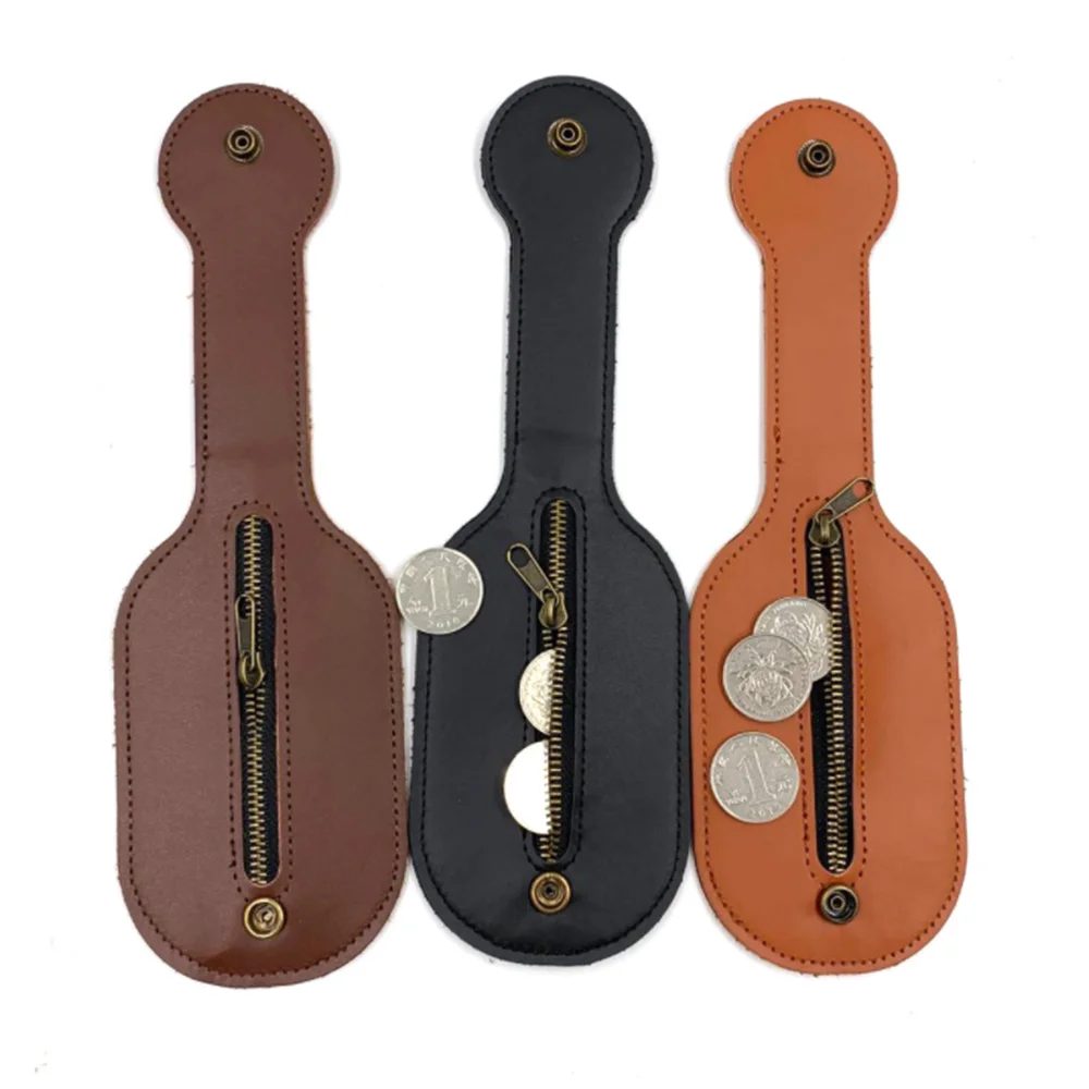 

Genuine Leather Boston Racket Coin Purse Pocket Crazy Horse Thick Cow Leather Men Women Defense Multi-functional Edc Storage Bag