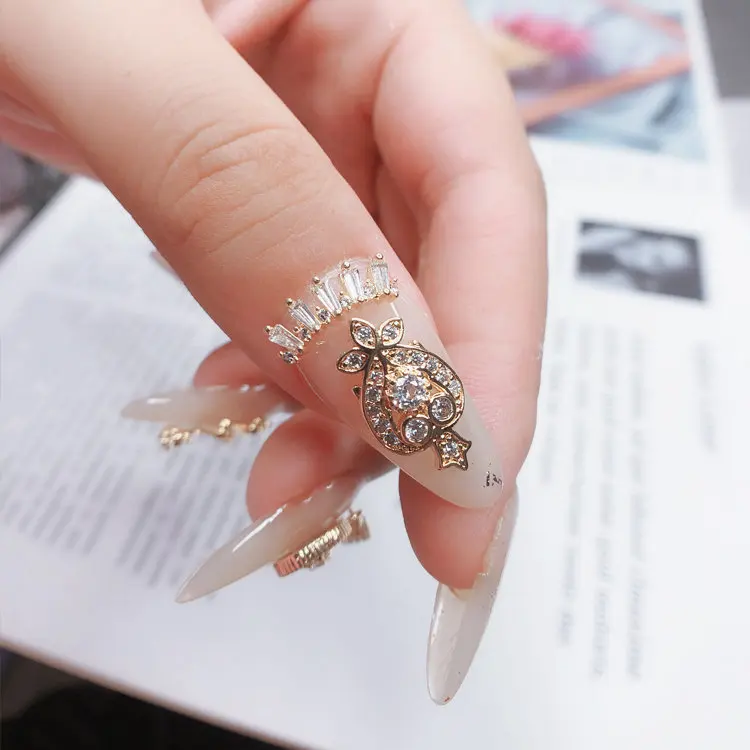 10 шт./лот роскошные сердца любовь пчела 3D сплав дизайн ногтей Цирконий жемчуг