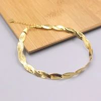 pure 18k yellow gold bracelet lucky double blade snake twisted rope chain adjustable bracelet woman gift 4g
