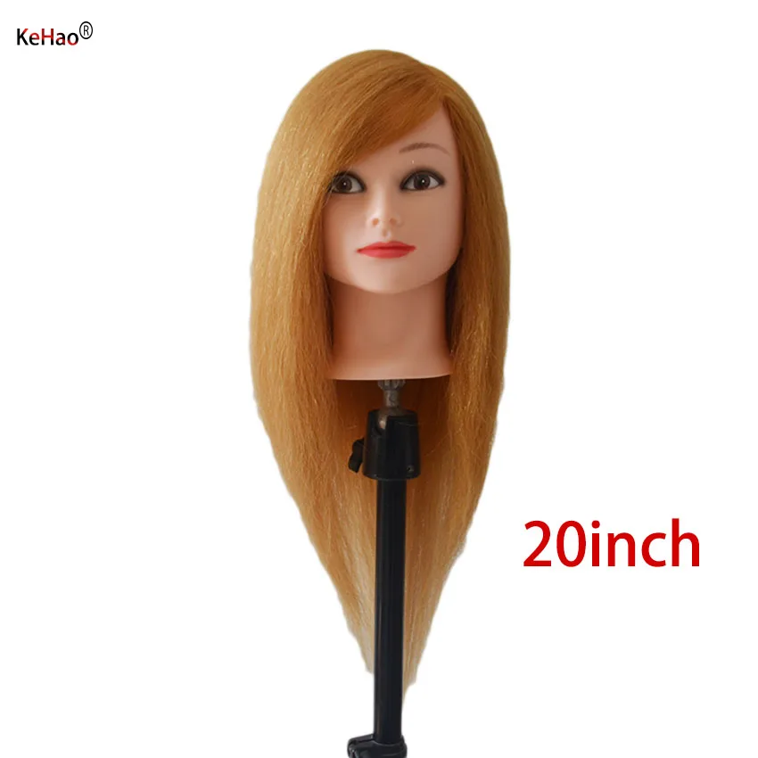 Mannequin Head With Hair 100% Animal Hair Gold Color Kappershoofd Hairdresser Doll Head 3 Size Choose Nice Cabeza Maniqui