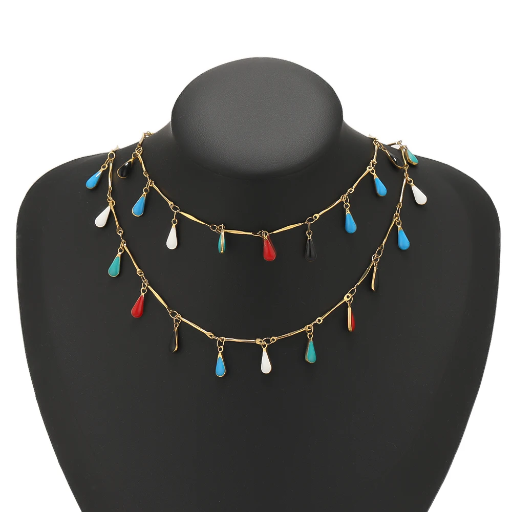 

1 Meter Stainless Steel Colorful Enamel Teardrop Link Chains DIY Jewelry Making Women Children Necklace Bracelet Anklet Findings