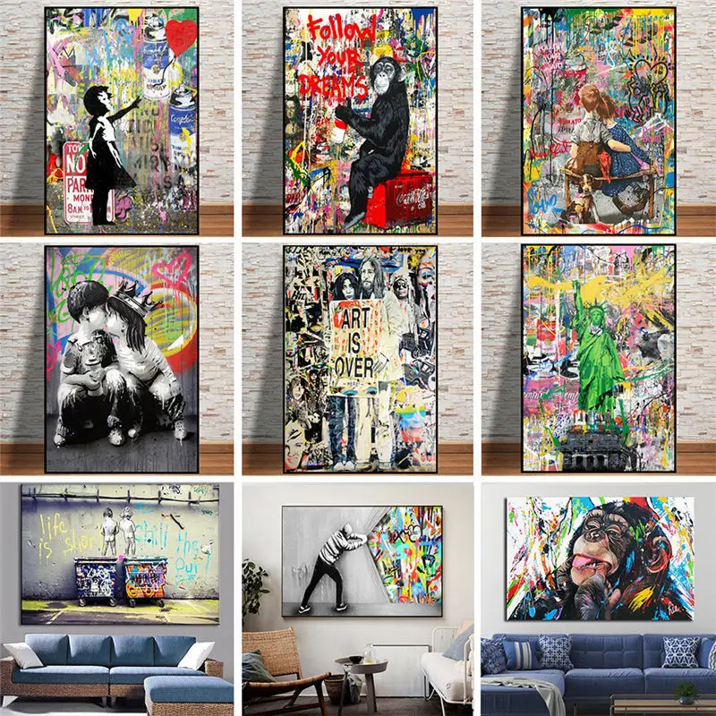 

Graffiti Follow Your Dreams Canvas Painting Street Art Poster and Prints Wall Art Picture for Living Room Decor Cuadros Unframed