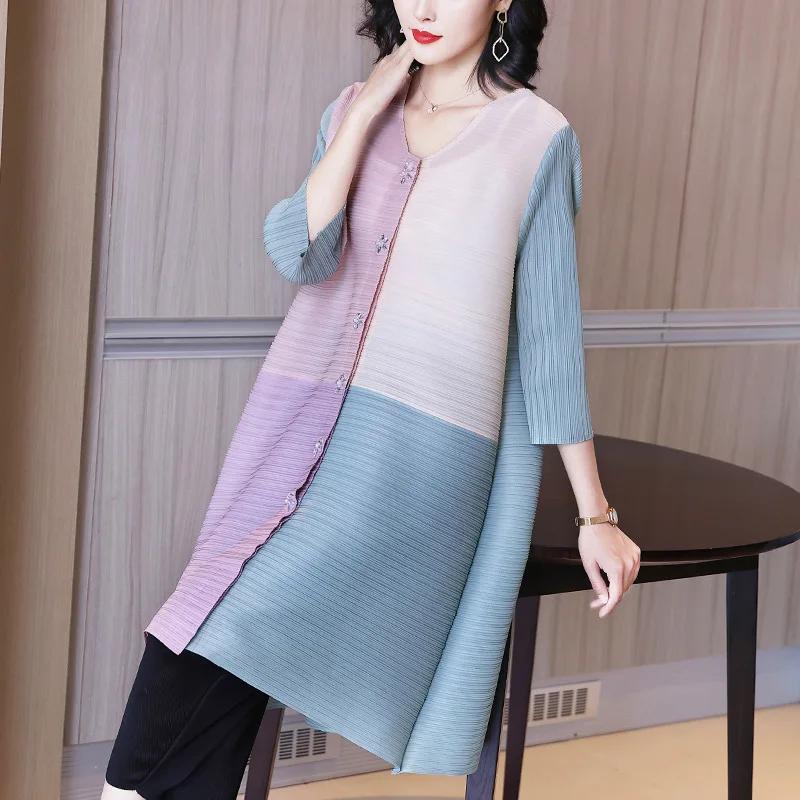 

VANOVICH Pluz Size Fashion Women Pleated Dress Spring and Summer 2021 New Ladies Dress Europe Wild Women Clothing
