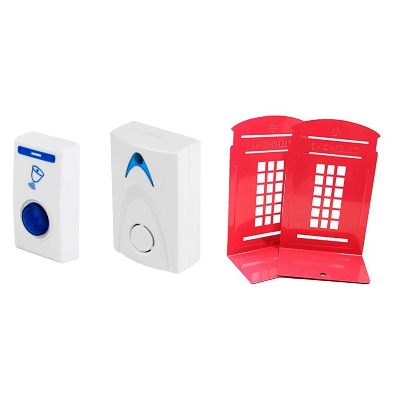 

СВЕТОДИОДНЫЙ беспроводной телефон, дверной звонок с 1 парой, Лондонский дизайн телефонной будки, противоскользящие подставки для книг