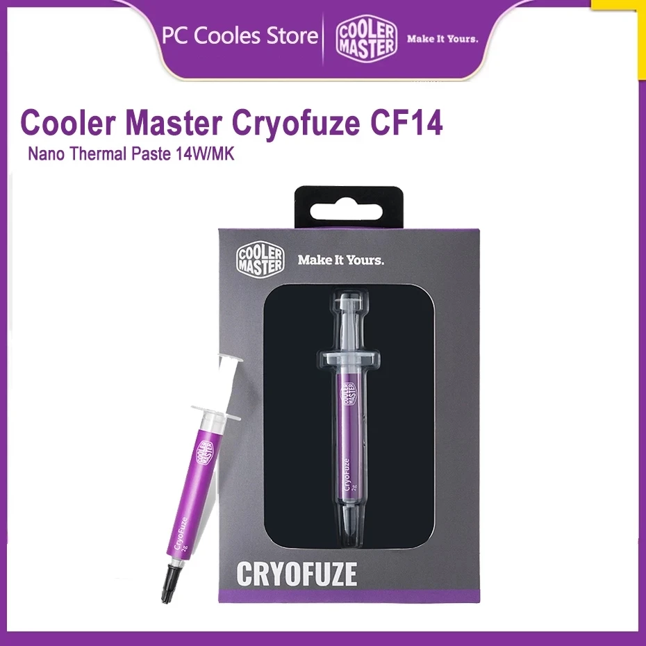 

Термопаста Cooler Master Cryofuze CF14 Nano, Термопаста для радиатора процессора ПК, ноутбука, графического процессора, 14 Вт/мК, термопроводящая силиконов...