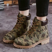 lace up boots women leather boots platform pink boots women shoes autumn botas cowboy mujer fashion camouflage women booties