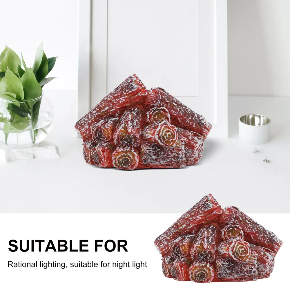 

1pc Party Decorative Light Artificial Wood Charcoal Shape Design Light Decor Red