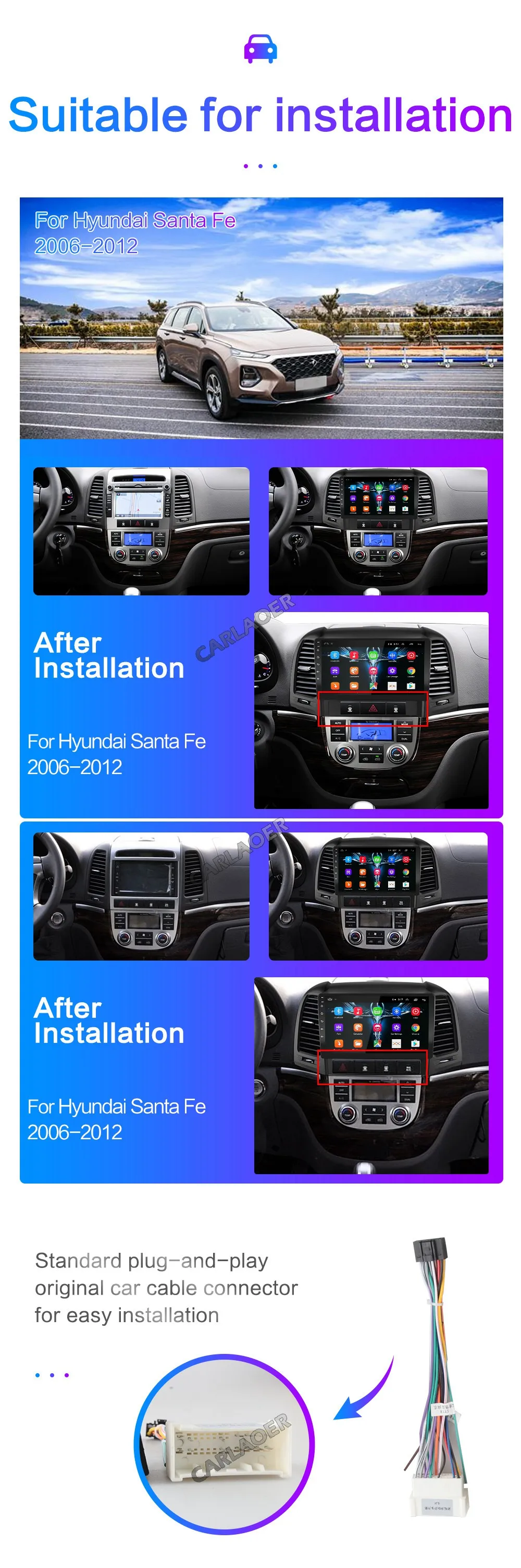 Android 8,1 мультимедийный плеер для hyundai Santa Fe 2 2006-2012 gps Navi 2din видео автомобильное радио головное устройство WiFi 4G SIM 2 din без dvd