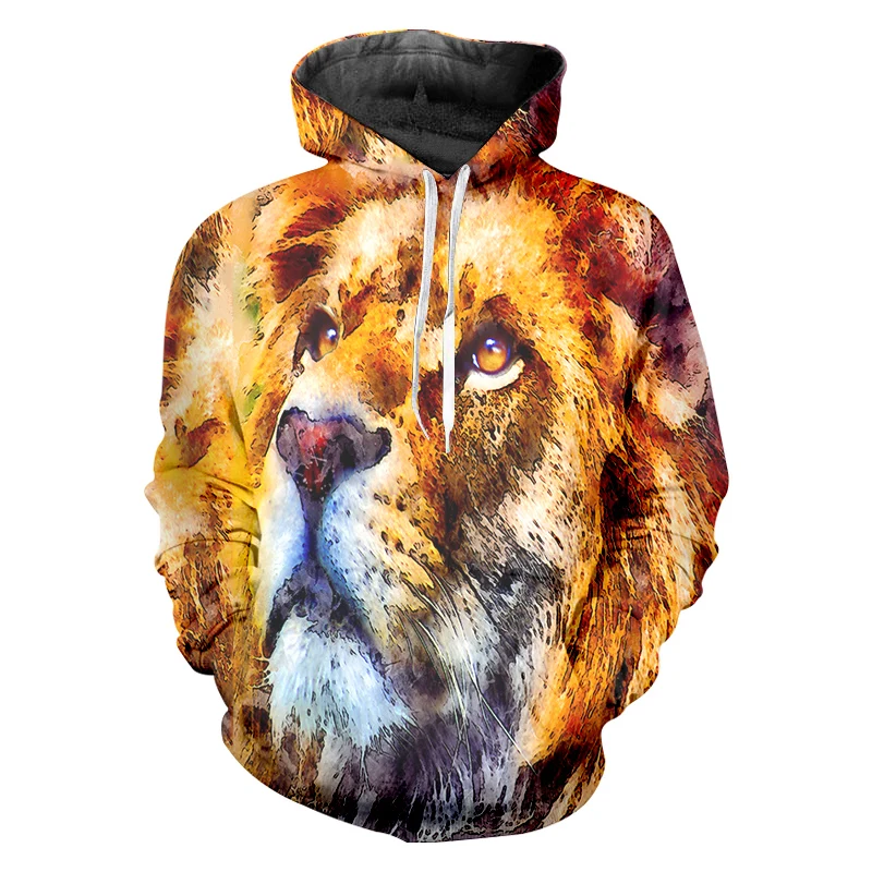 

Толстовка UJWI с 3D принтом льва, свитшот, Забавный крутой мужской пуловер, толстовка с капюшоном в стиле Харадзюку, новинка, модный весенний спортивный костюм