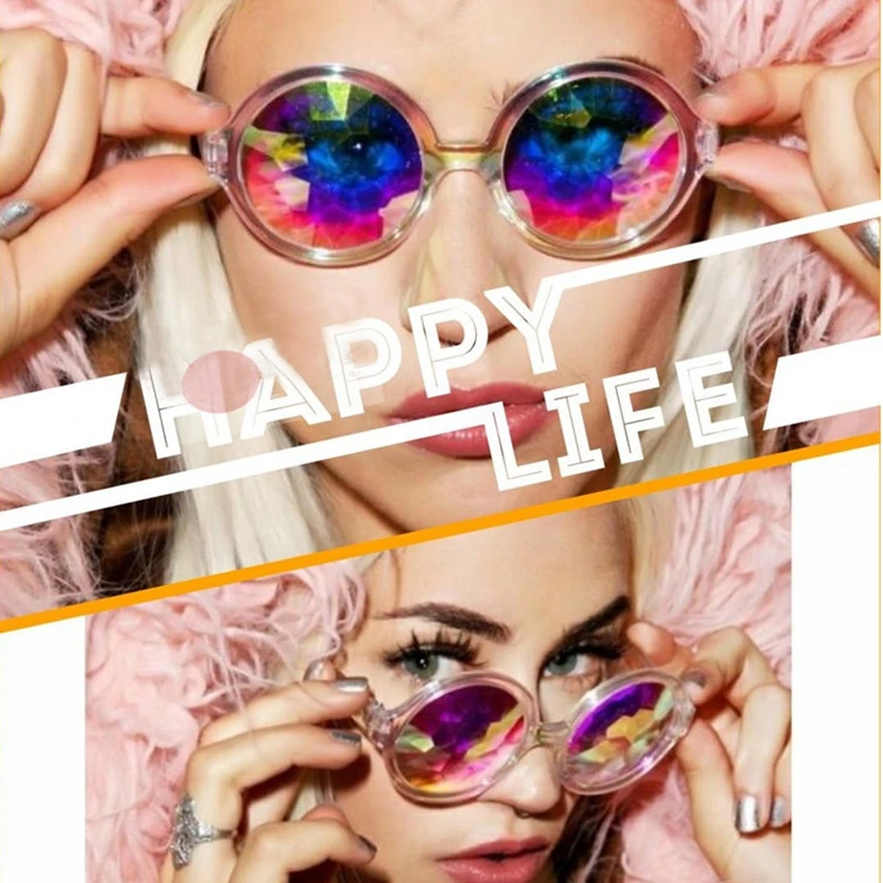 Калейдоскоп очки Rave праздничные вечерние солнцезащитные очки Diffracted Lens-черный