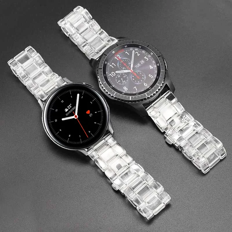 

Transparent resinr Strap For Samsung Active 2 44mm 40mm/Galaxy Watch 46mm 42mm/Gear Sport/S3 Band Bracelet Watchbands 20/22mm