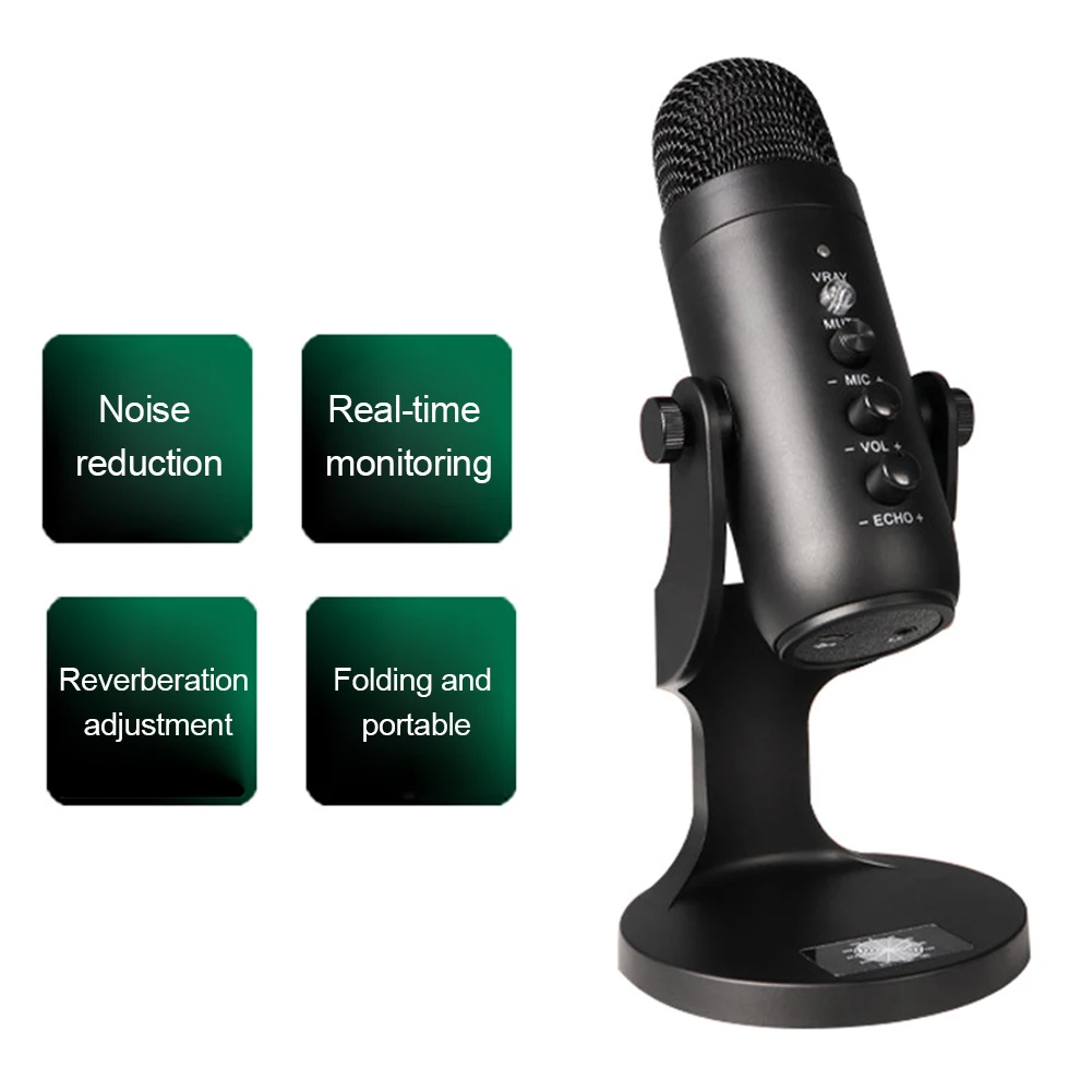 Конденсаторный USB микрофон для компьютера студийный с поп фильтром игр и