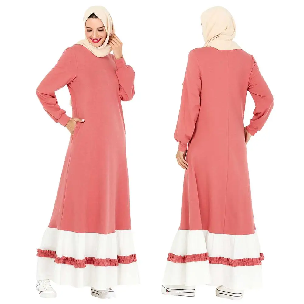 Повседневное abaya Макси платье мусульманский с длинным рукавом джилбаба