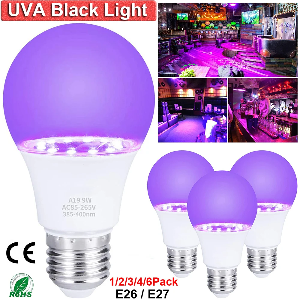 

E27 UV Bulb lamps 9W UV LED Black lights Bulb Violet Decor for Blacklight Body Paint Fluorescent Poster uv led lamp bulb D30