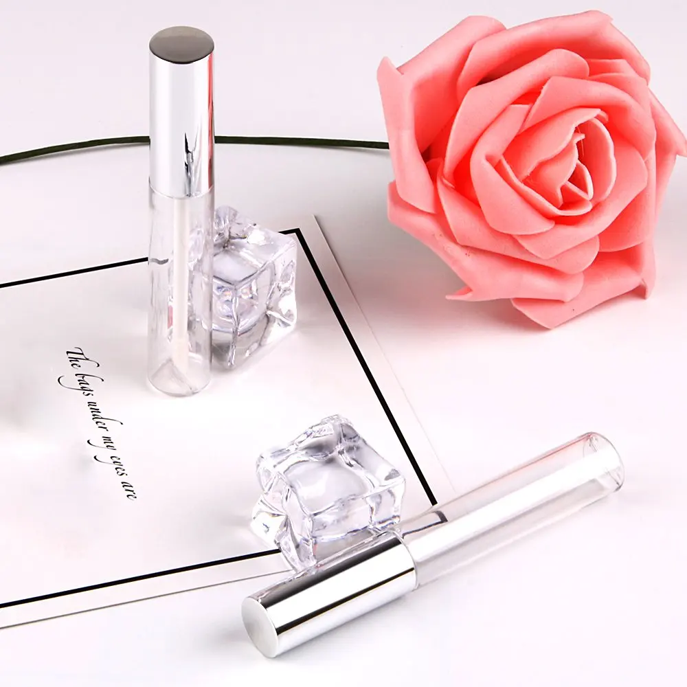 10 шт. мл Пустые контейнеры для блеска губ серебряная крышка наконечник кисти