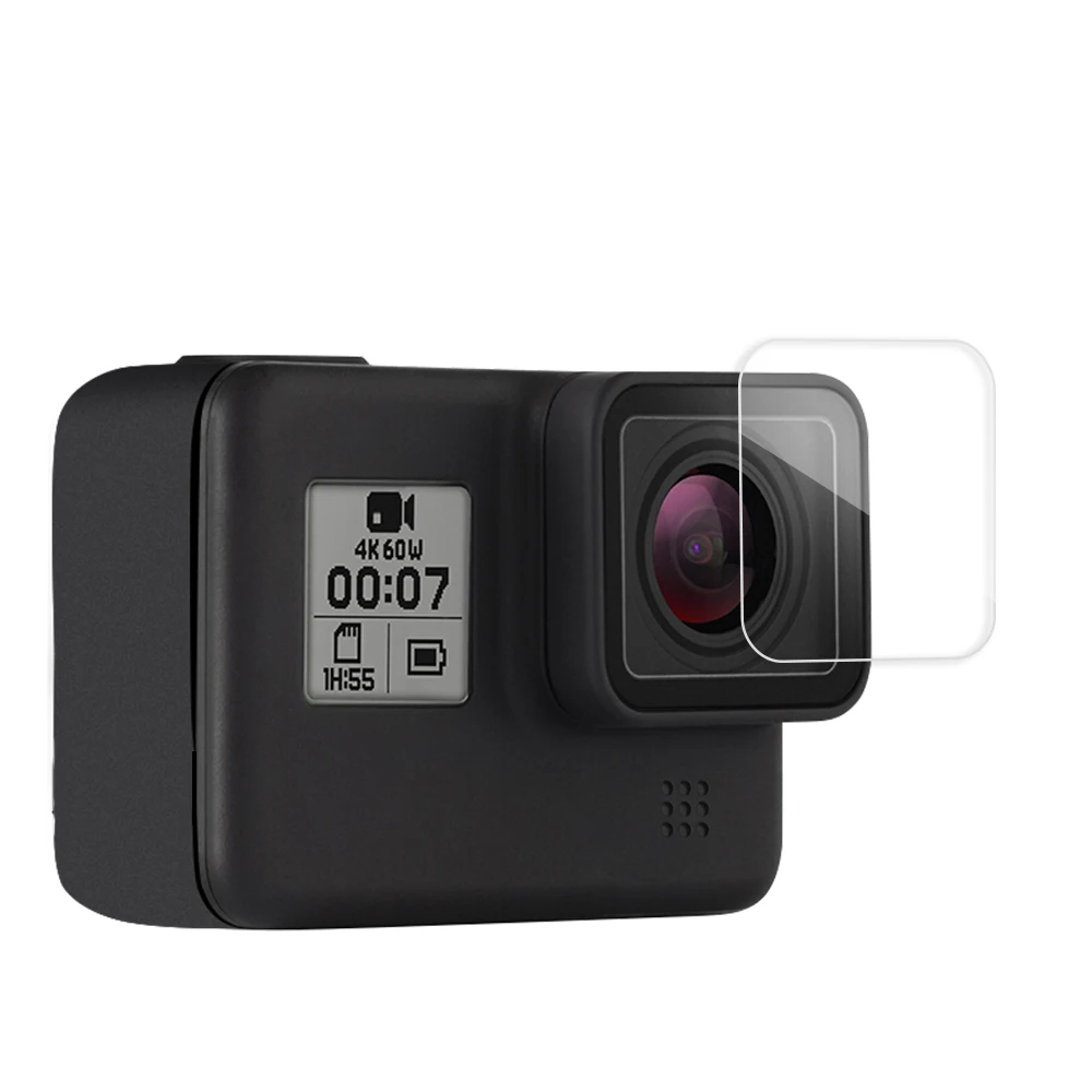 Закаленное стекло Telesin для Gopro hero 8 black 2 шт. экран + защита объектива полный