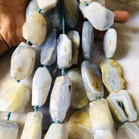 wholesale 1string of16 large blue lace agate chalcedony nugget faceted beadfor jewelry necklace diy