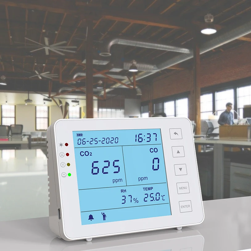 

Winter indoor air quality monitor co co2 monitor with battery CO2/CO/TVOC/Temp/Humidity