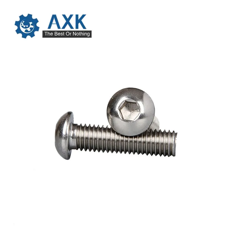 Винты AXK 50 шт. M2 M2.5 M3 M4 M5 304 из нержавеющей стали A2 с круглой головкой и шестигранным