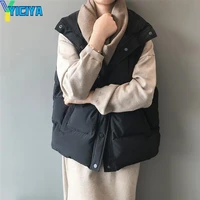 plus size 2xl down cotton padded jacket 2021 women sleeveless vest winter warm female veats mandarin collar sleeveless waistcoat