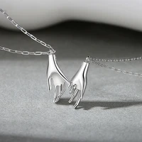 925 sterling silver couple necklace hold hands pendant for women man fashion love witness jewelry new gift eternal
