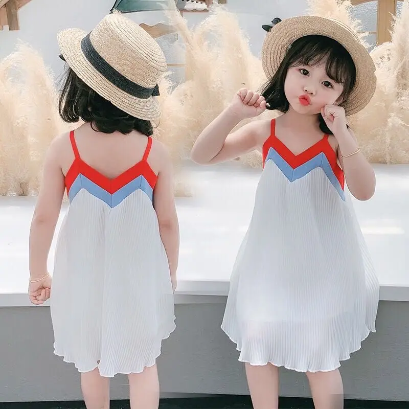 Ropa Niñas 0 1 2 3 Años Baby Girl Summer Fashion Clothes Sleeveles Strapless Chiffon White Dress Ropa Europea Vestidos De Fiesta