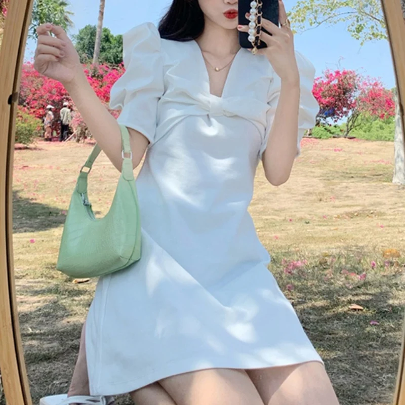 

Короткие накладные ногти "Французский маникюр" с длинным рукавом элегантное милое платье Женский 2021 летние Caasual Мини платья женские вечерни...