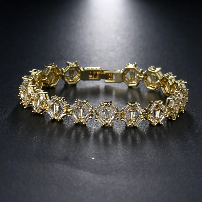

KSRA New korean Luxury Super Shine AAA Zircon Flower Bracelet For Women Cute Romantic Wedding Bridal Jewelry String Pulseras