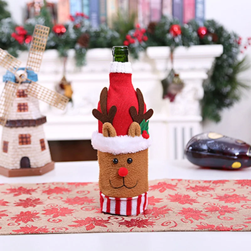 Elk Рождественское украшение для дома Санта-Клаус Winebottle Slipcover Рождественское украшение веселая Рождественская бутылка вина крышка Декор Рождество - Цвет: Elk