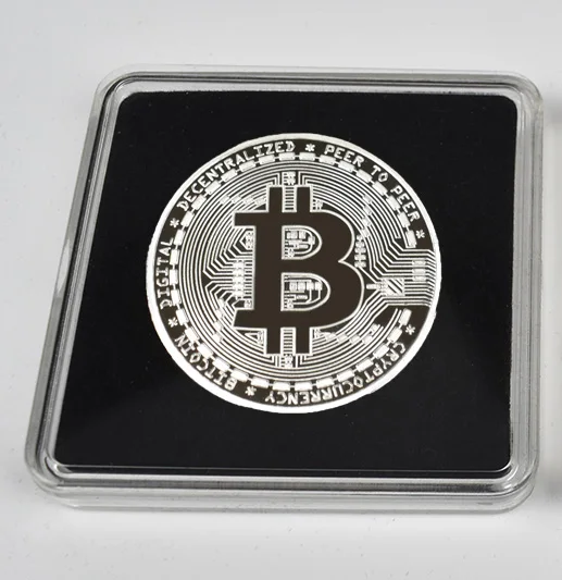Позолоченные физические битконы Casascius Бит монета BTC Litecoin пульсация Eth художественная коллекция прозрачная акриловая упаковка монета - Цвет: silver BTC with case