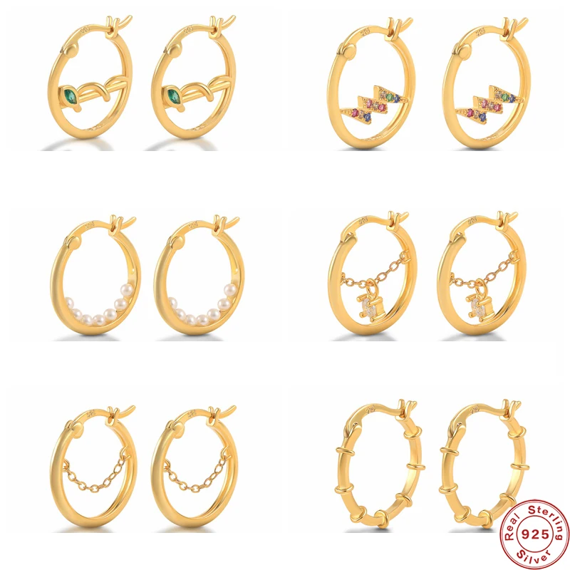 

Женские серьги-кольца из серебра 925 пробы с радужным цирконием