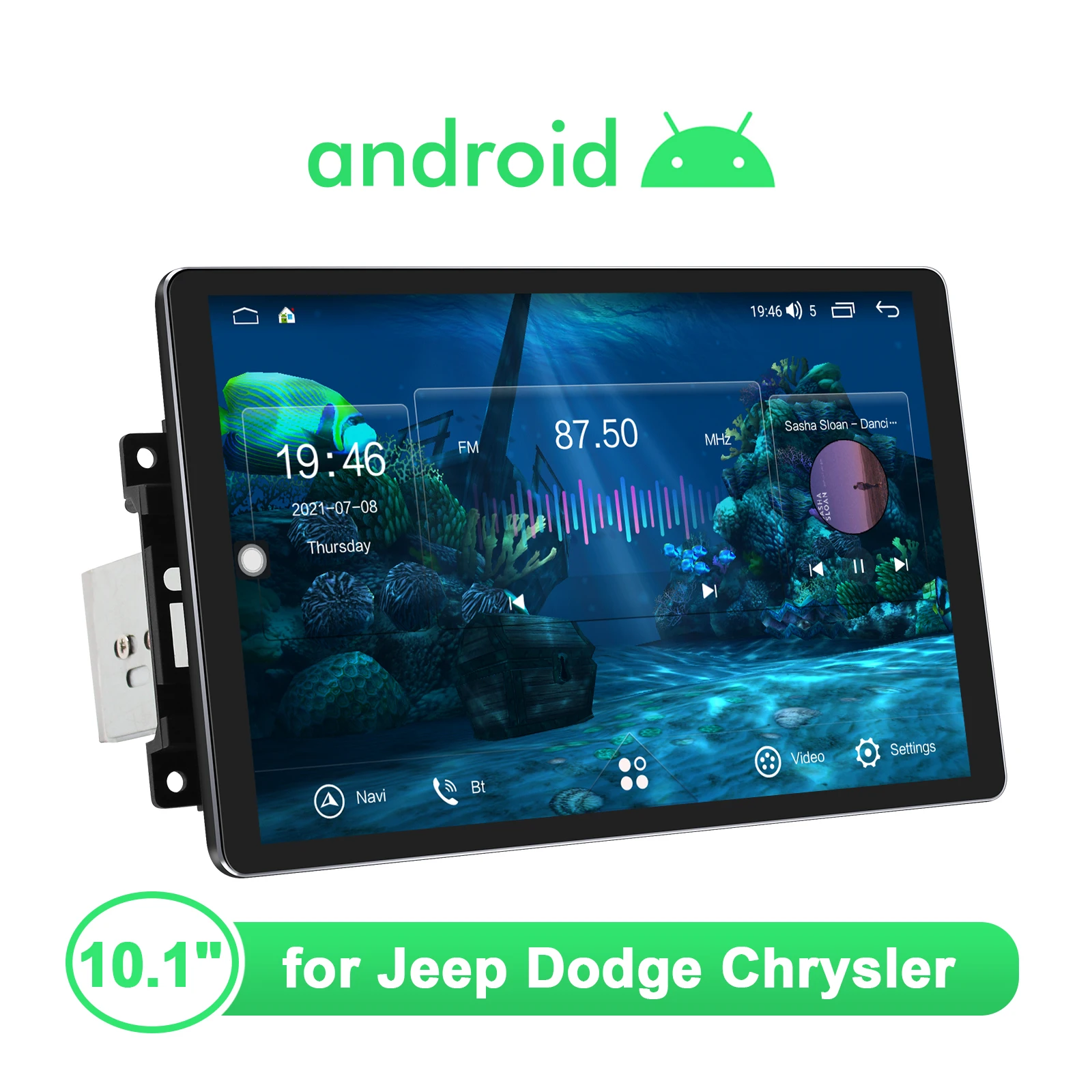 저렴한 10.1 '안드로이드 10 자동차 라디오 스테레오 1280*800 헤드 유닛 테이프 레코더 지프 랭글러 무선 Carplay 초박형 스크린