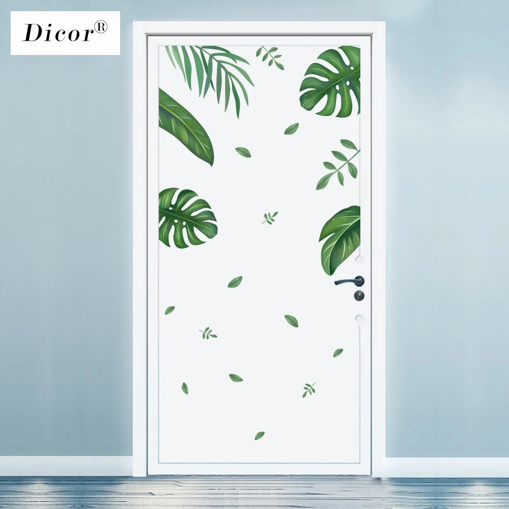 Стикер на стену с зелеными листвами DICOR домашний декор для гостиной дверей