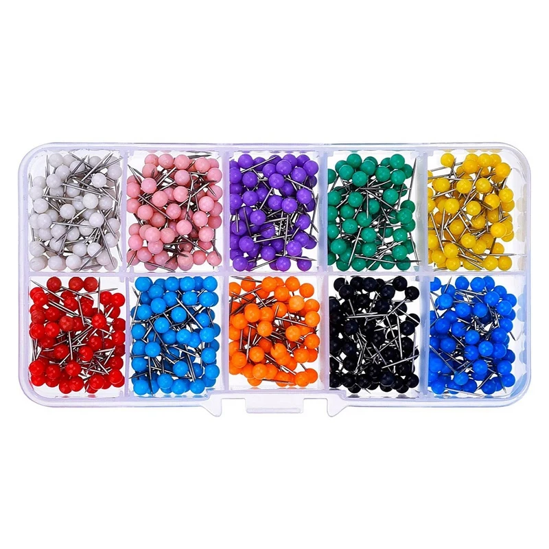 

1100 Pcs Colored Map Thumb Tacks, for Cork Bulletin Board and Picture, 500 Pcs A & 600 Pcs B