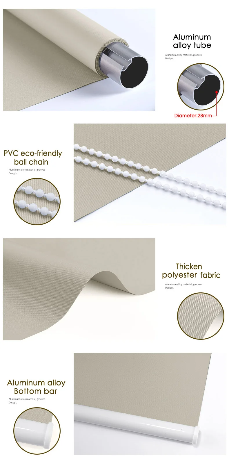 Customized Size Daylight/ Blackout Roller Blinds Office Kitchen Bed Room window blinds dark grey white grey