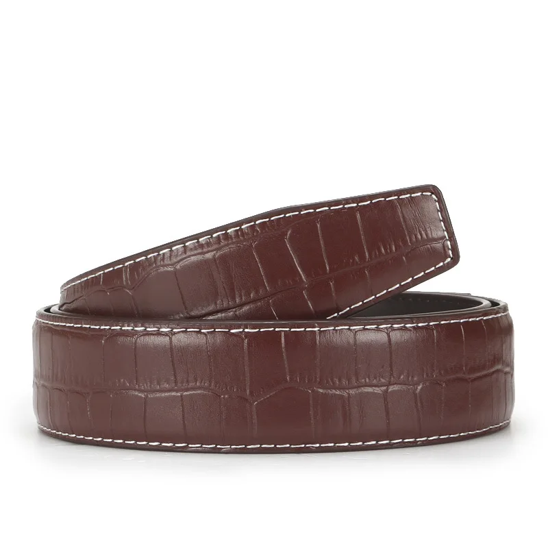 3.5cm Wide Designer Belts Men High Quality Cowhide Crocodile Pattern Leather Belt Without Buckle Black Brown | Аксессуары для