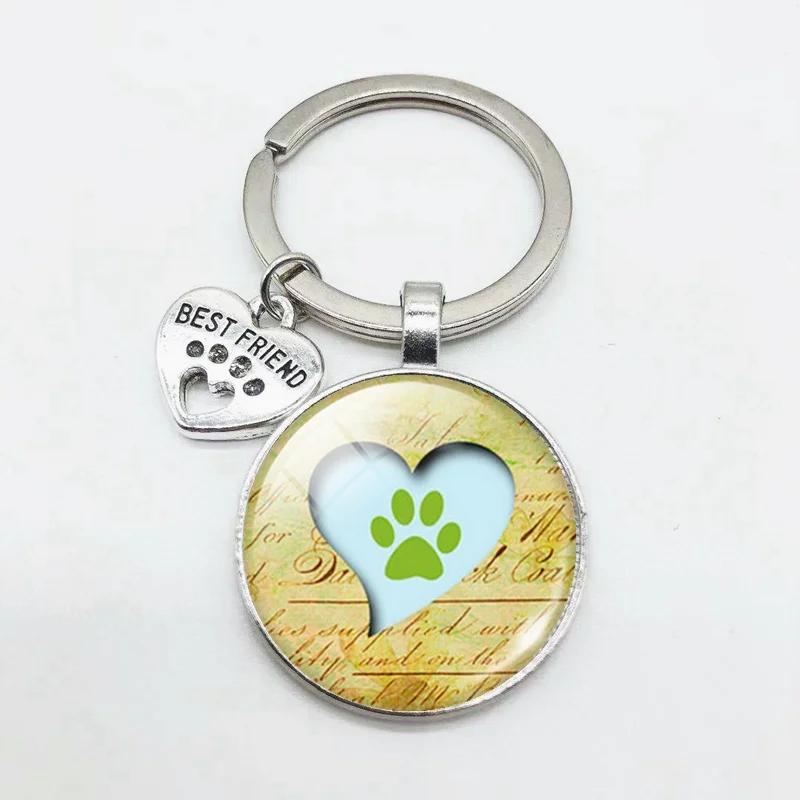 Брелок для ключей с рисунком милого щенка котенка серия узоров 25 мм Круглый Сплав