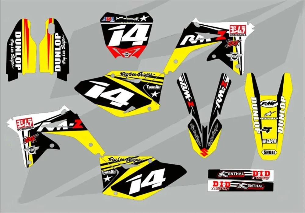 Комплект стикеров для Suzuki RMZ450 RMZ 450 мотоциклов графический фон наклейки набор RM Z450