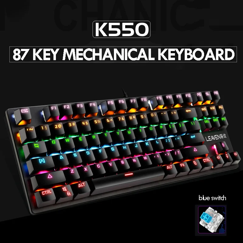 

Wired Gaming Keyboard RGB Backlit Mechanical 87 Keys Keyboards Waterproof Multifunction Keyboard For ASUS/HP Laptop