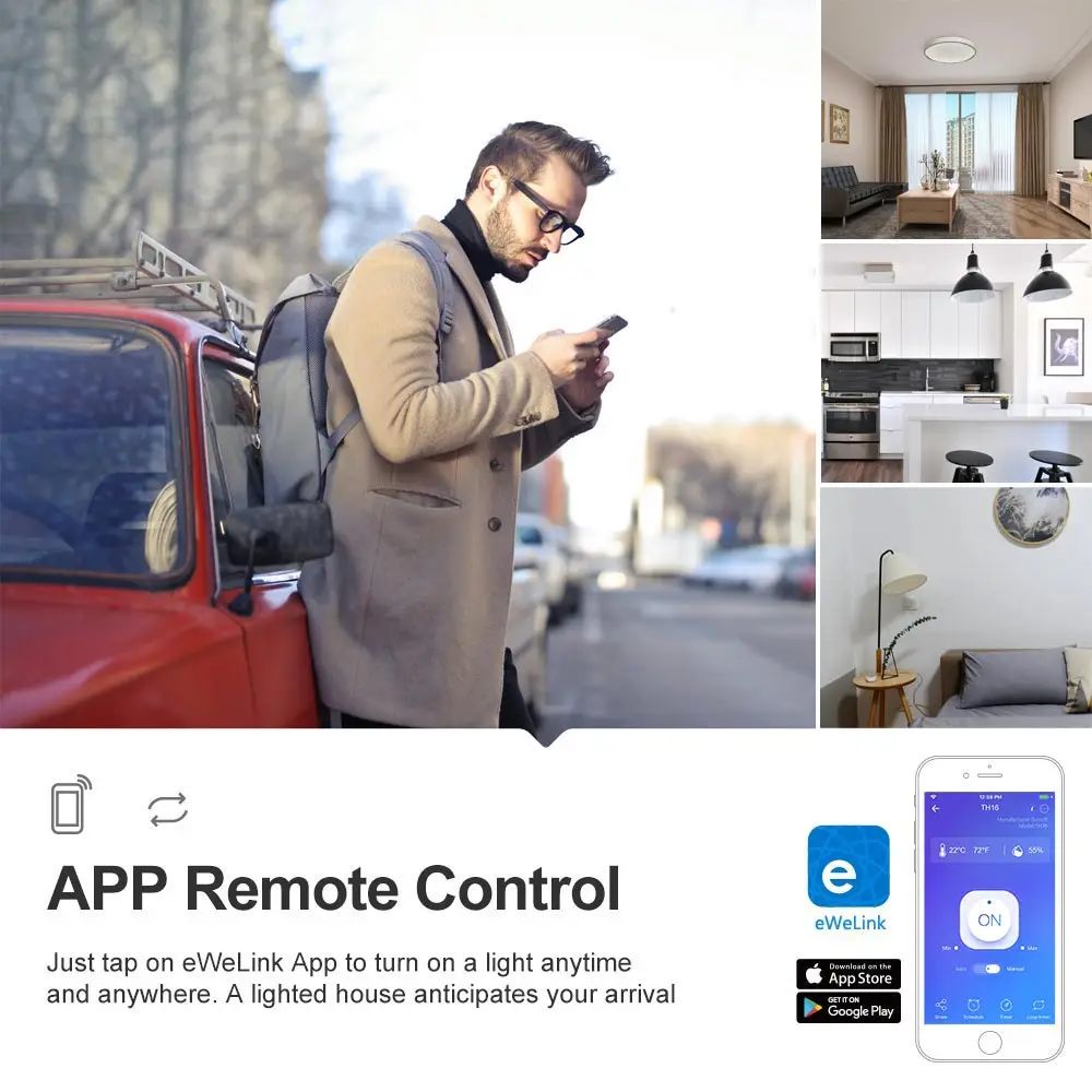 Умный Wi Fi выключатель Sonoff TH16 с мониторингом температуры влажности смарт набор