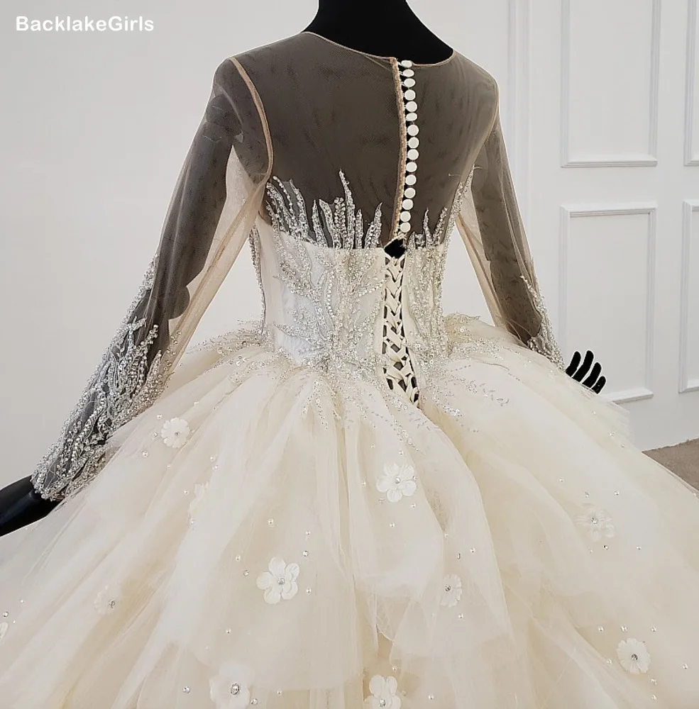BacklakeGirls элегантное Тюлевое Бальное Платье Свадебное милое 3D цветы