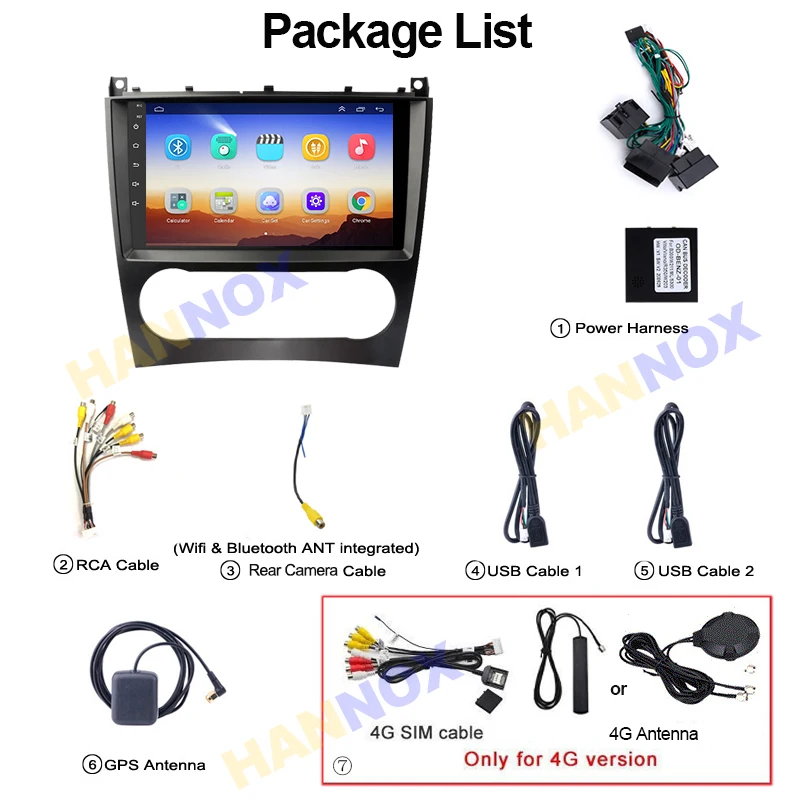 HANNOX QLED 4G Android 11 Multimedia Player Autoradio GPS For Mercedes Benz C-Class W203/CLC W203/CLK W209 Radio Navigation DVD |