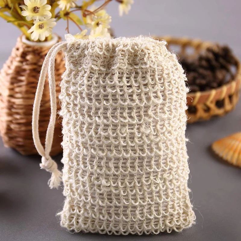 

Shower Bath Ramie Soap Bag Natural Ramie Soap Bag Exfoliating Soap Saver Pouch Holder 60Pcs