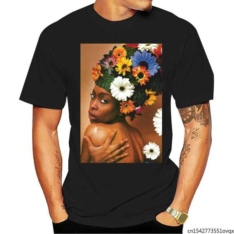 

Men& Erykah Badu Sexy Back Flower Design T-Shirt - Funny Unisex Tee