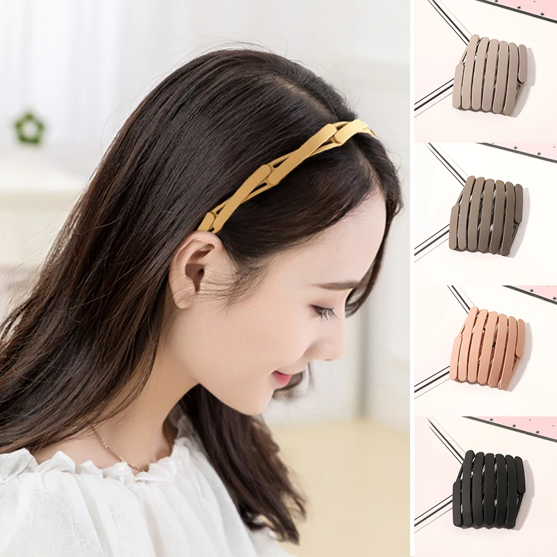 

Korea Foldable Headband Plastic Teethed Hair Hoop Women Girls Portable Collapsible Head Hoop for Travel Make Up Hair Accessories
