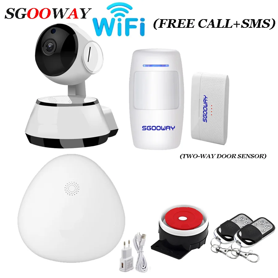 V10 Bundle H Sgooway 433 МГц беспроводная Wifi домашняя охранная сигнализация с двухсторонними датчиками - Цвет: V10 Bundle H