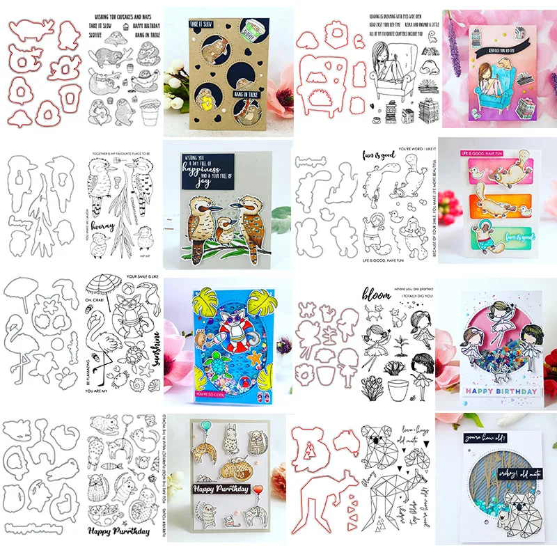 Лето Sence Единорог медведь птицы коала Кенгуру Животные девушка Феи штампы резки