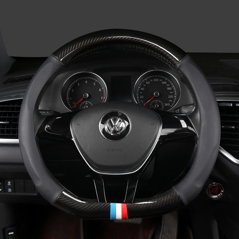 

Car Steering Wheel Cover D Shape For VW GOLF 7 2015 POLO JATTA Passat Tiguan For Nissan Qashqai J11 X-trail T32 2015- 2017 2018