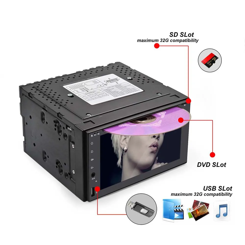 Универсальная магнитола 6 2 дюйма 2DIN с GPS BT 1080P MirrorLink RDS для планшетов Toyota Volkswagen