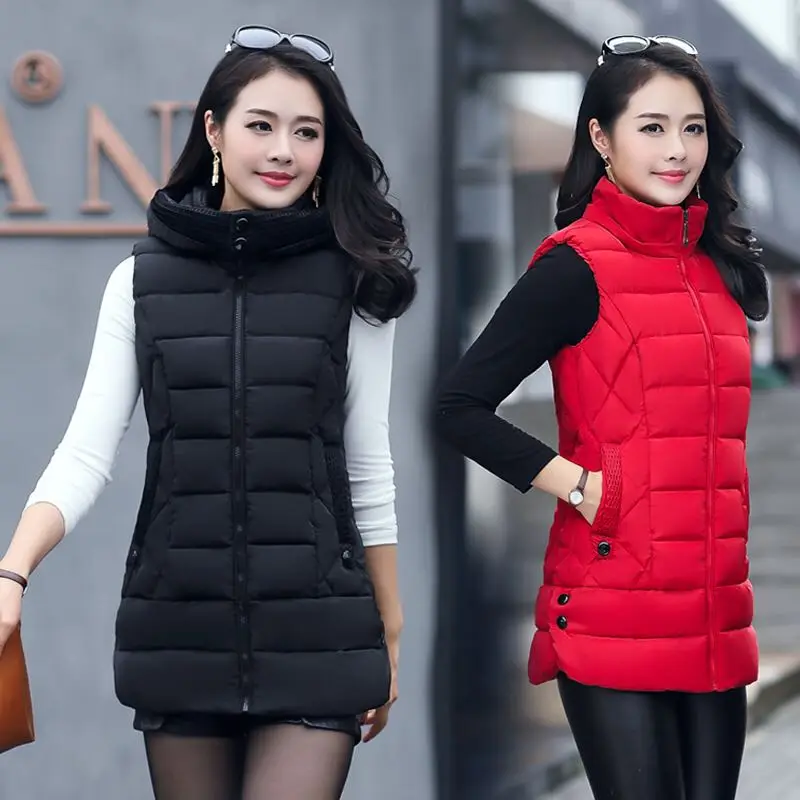 Размера плюс 5XL зимний жилет Женский Повседневный тонкий толстый теплый осенний